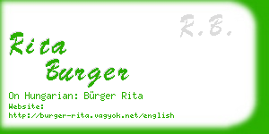 rita burger business card